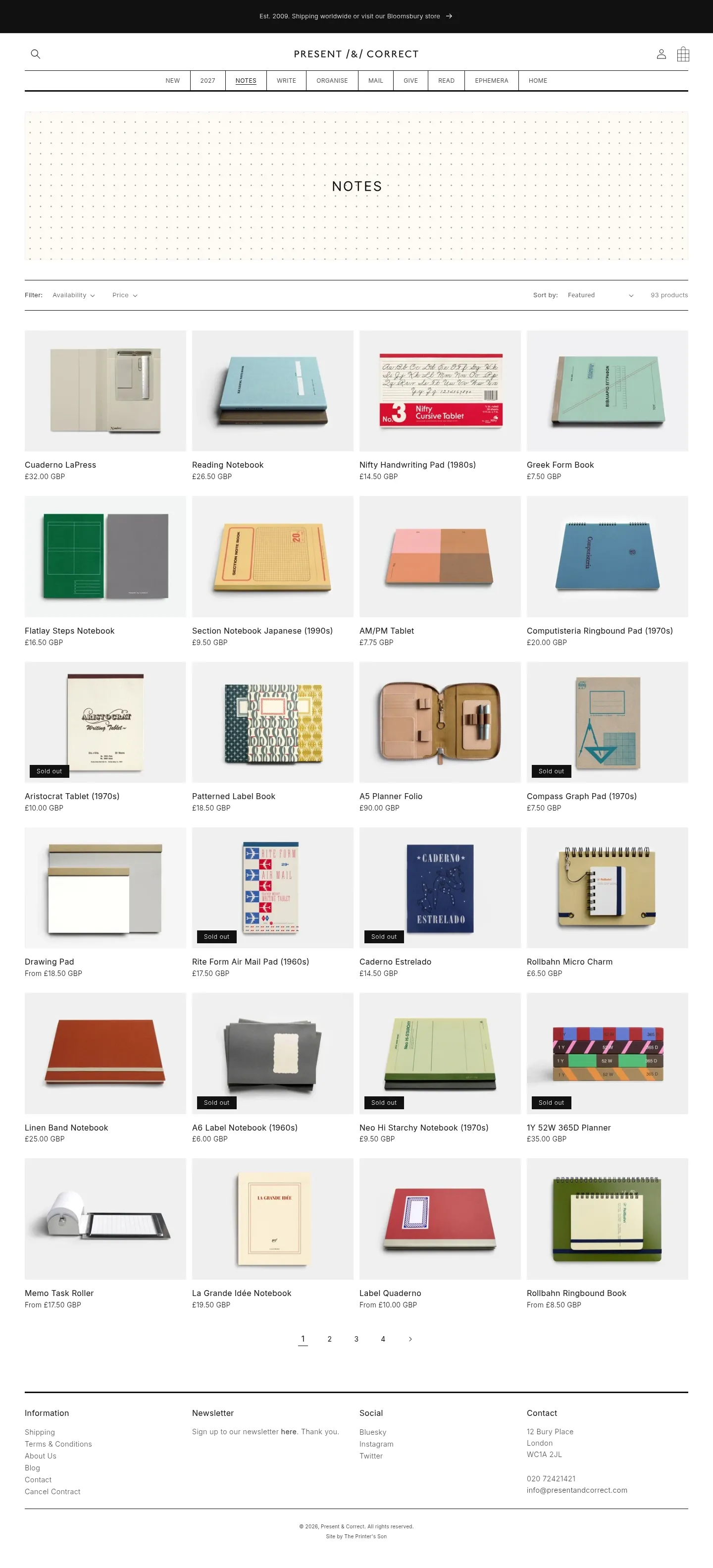Screenshot of Present & Correct at desktop width