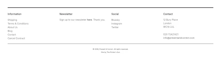 Footer on Present & Correct