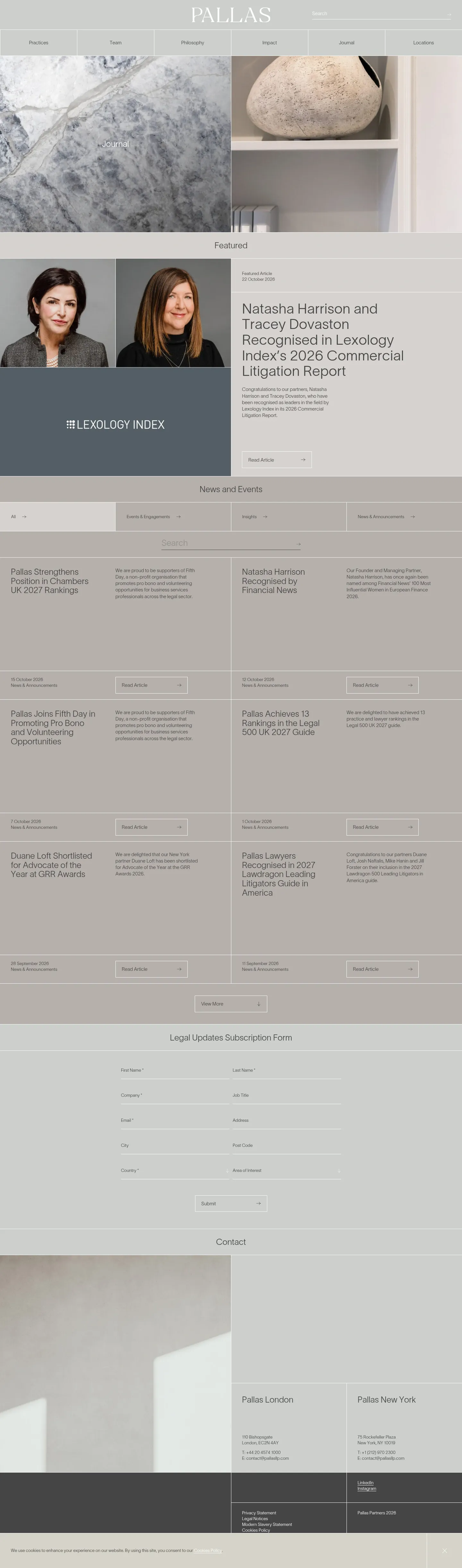Screenshot of Pallas Partners at desktop width
