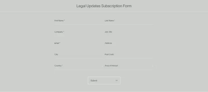 Legal Updates Subscription Form on Pallas Partners