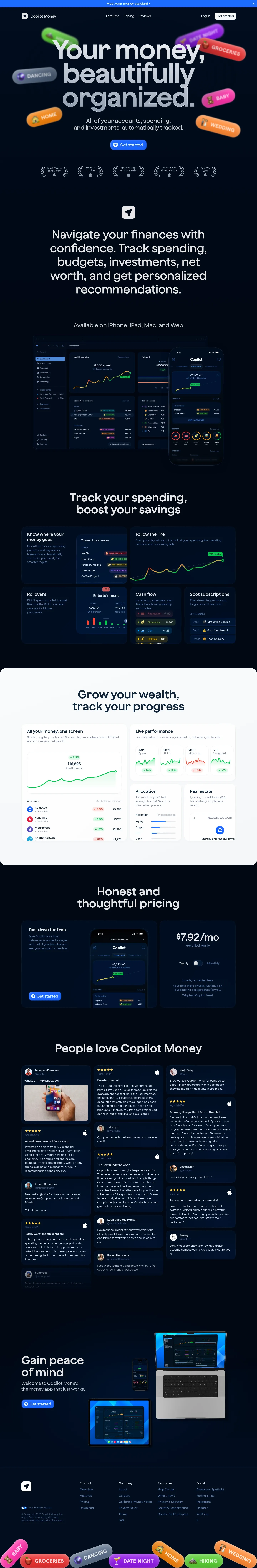Screenshot of Copilot Money at desktop width