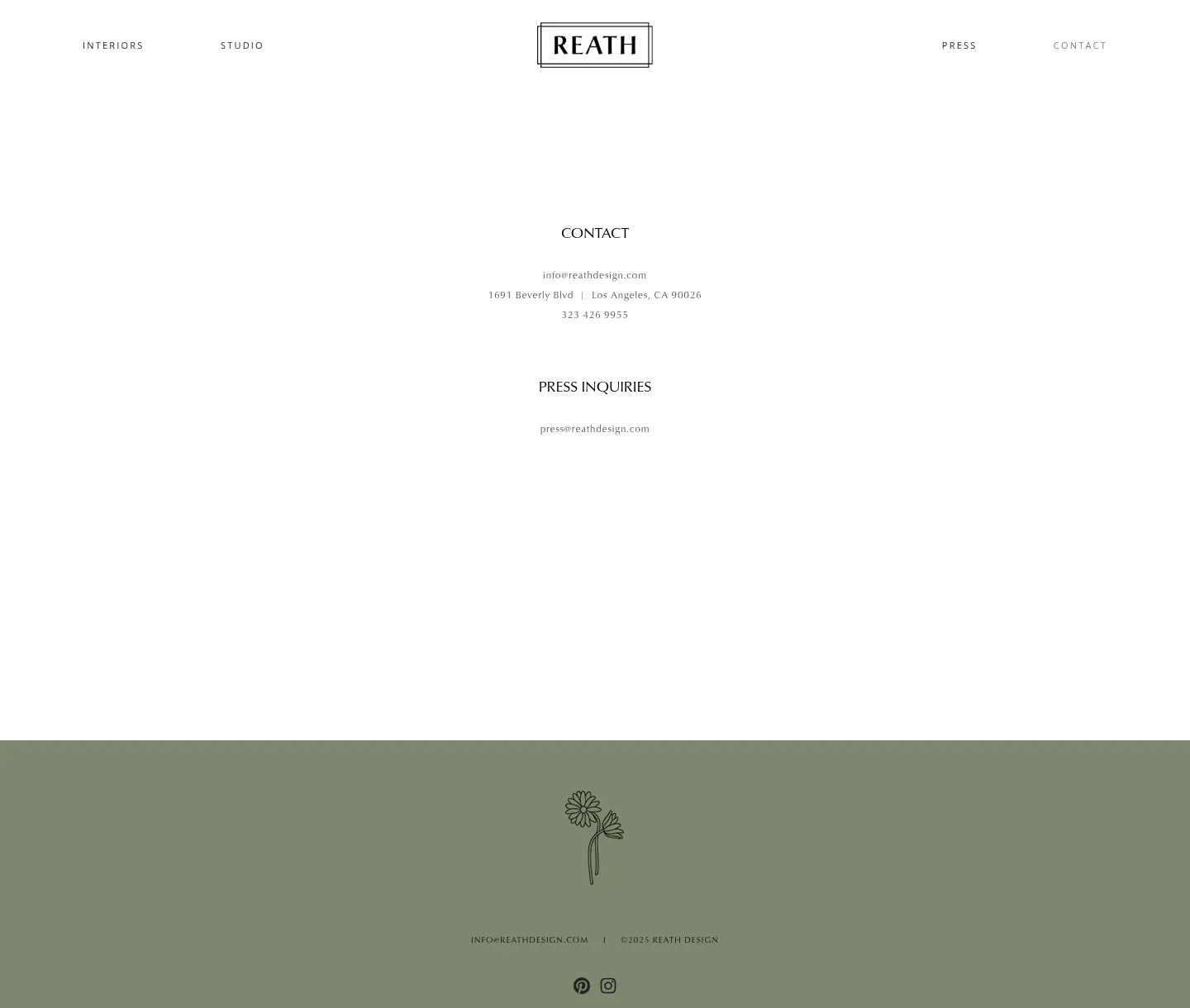 Screenshot of Reath Design at desktop width