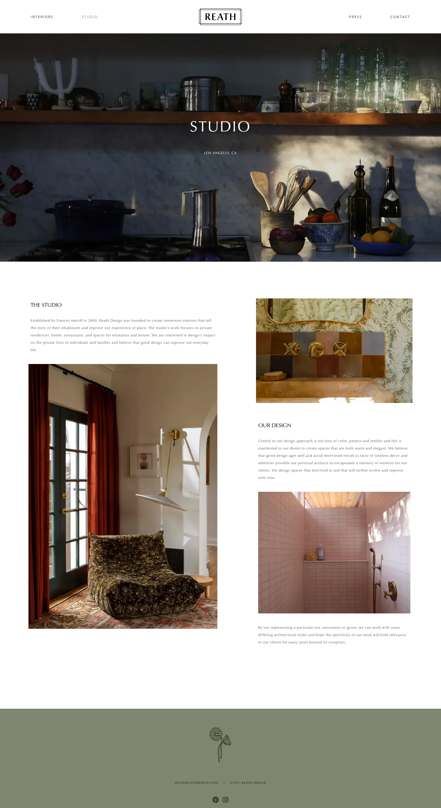 Screenshot of Reath Design at desktop width