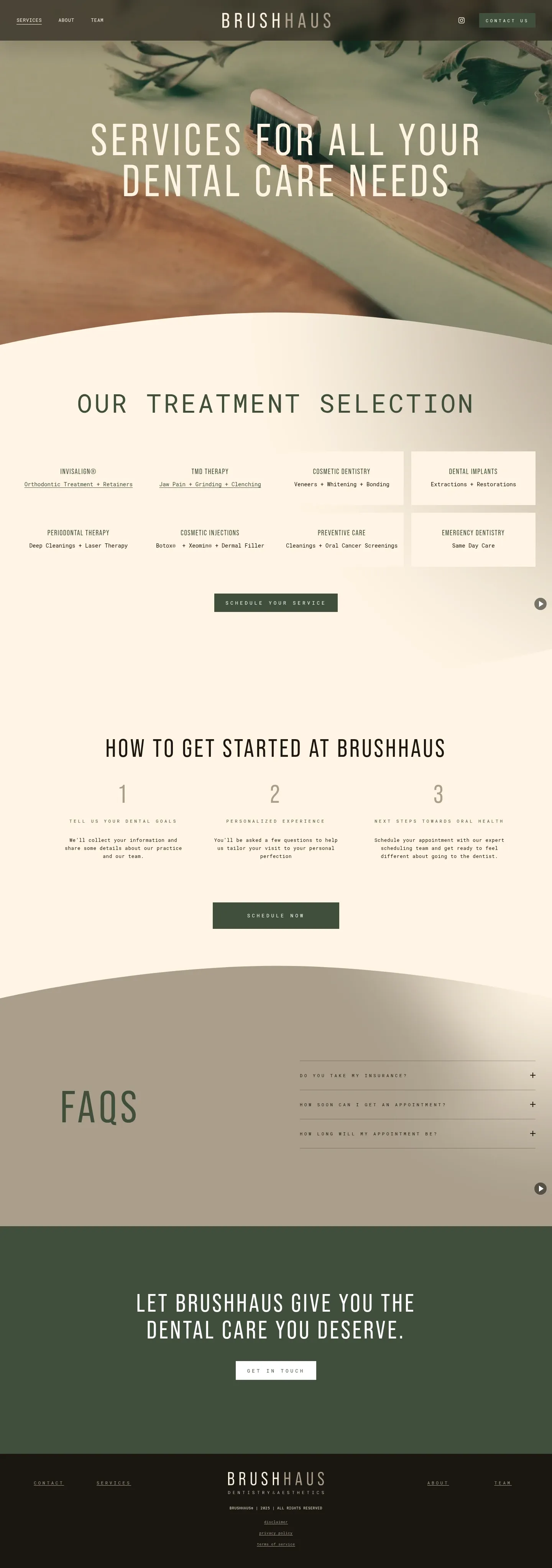 Screenshot of BrushHaus at desktop width