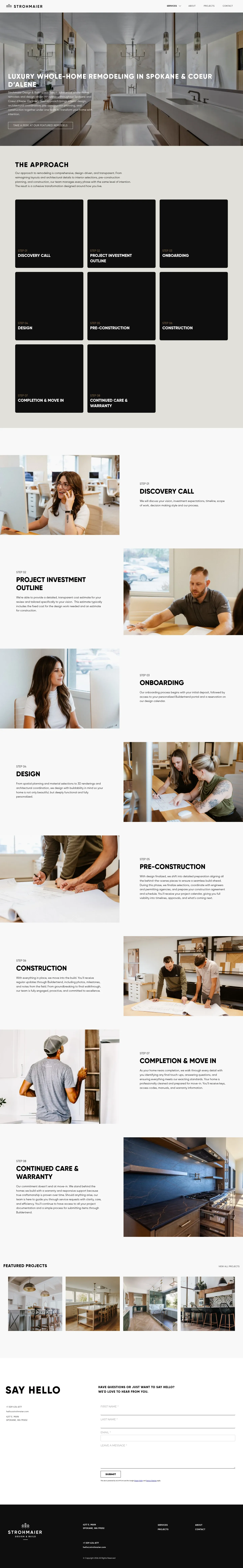 Screenshot of Strohmaier Design & Build at desktop width