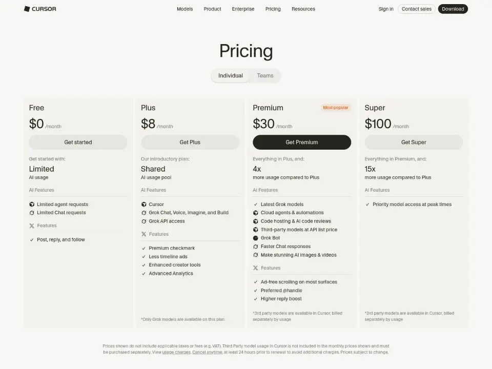Cursor — Pricing