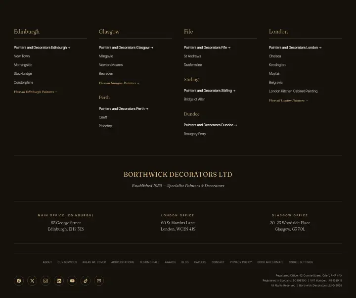 Footer on Borthwick Decorators
