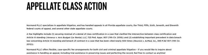 Appellate Class Action on Normand PLLC