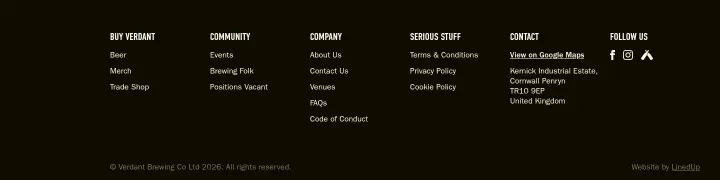 Footer on Verdant Brewing Co