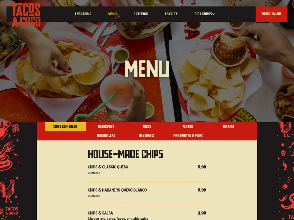 Tacos A Go Go — Menu