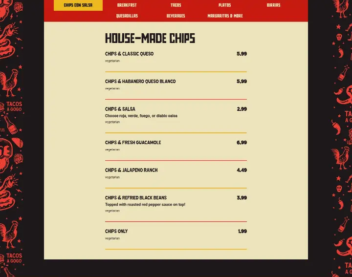House-Made Chips on Tacos A Go Go