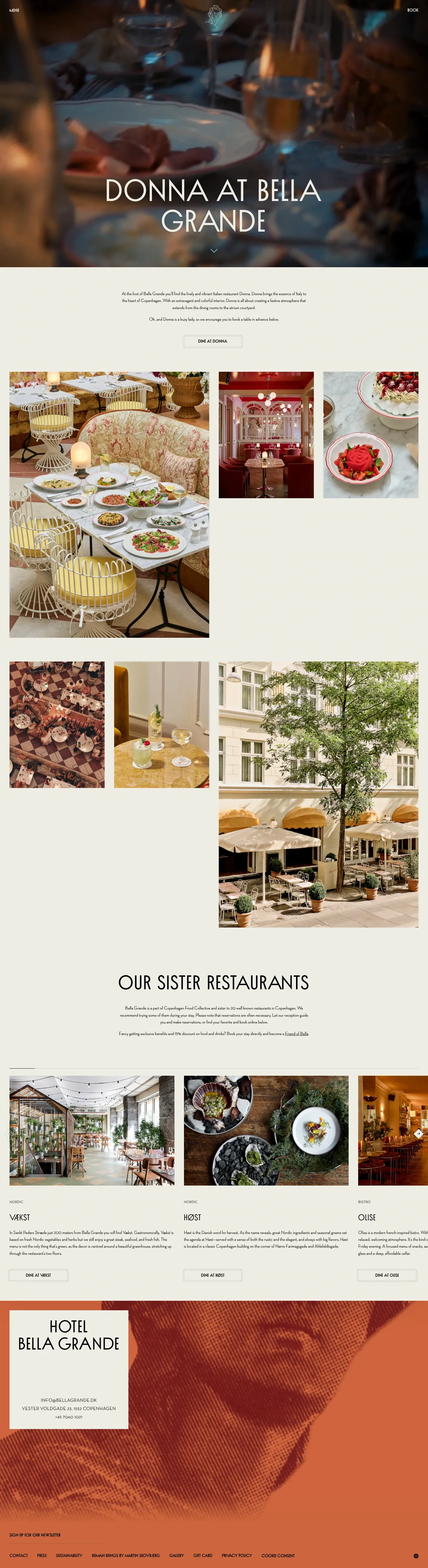 Screenshot of Hotel Bella Grande at desktop width