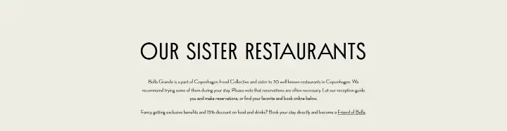 Our sister restaurants on Hotel Bella Grande