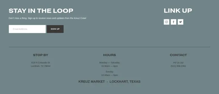 Footer on Kreuz Market