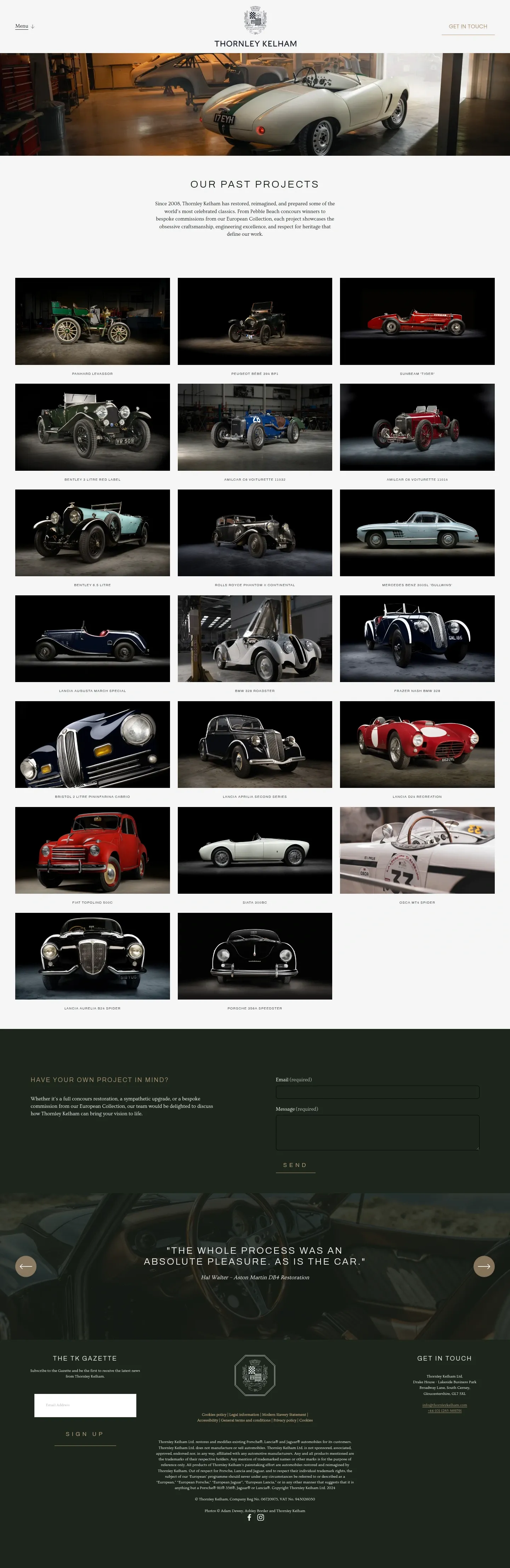 Screenshot of Thornley Kelham at desktop width