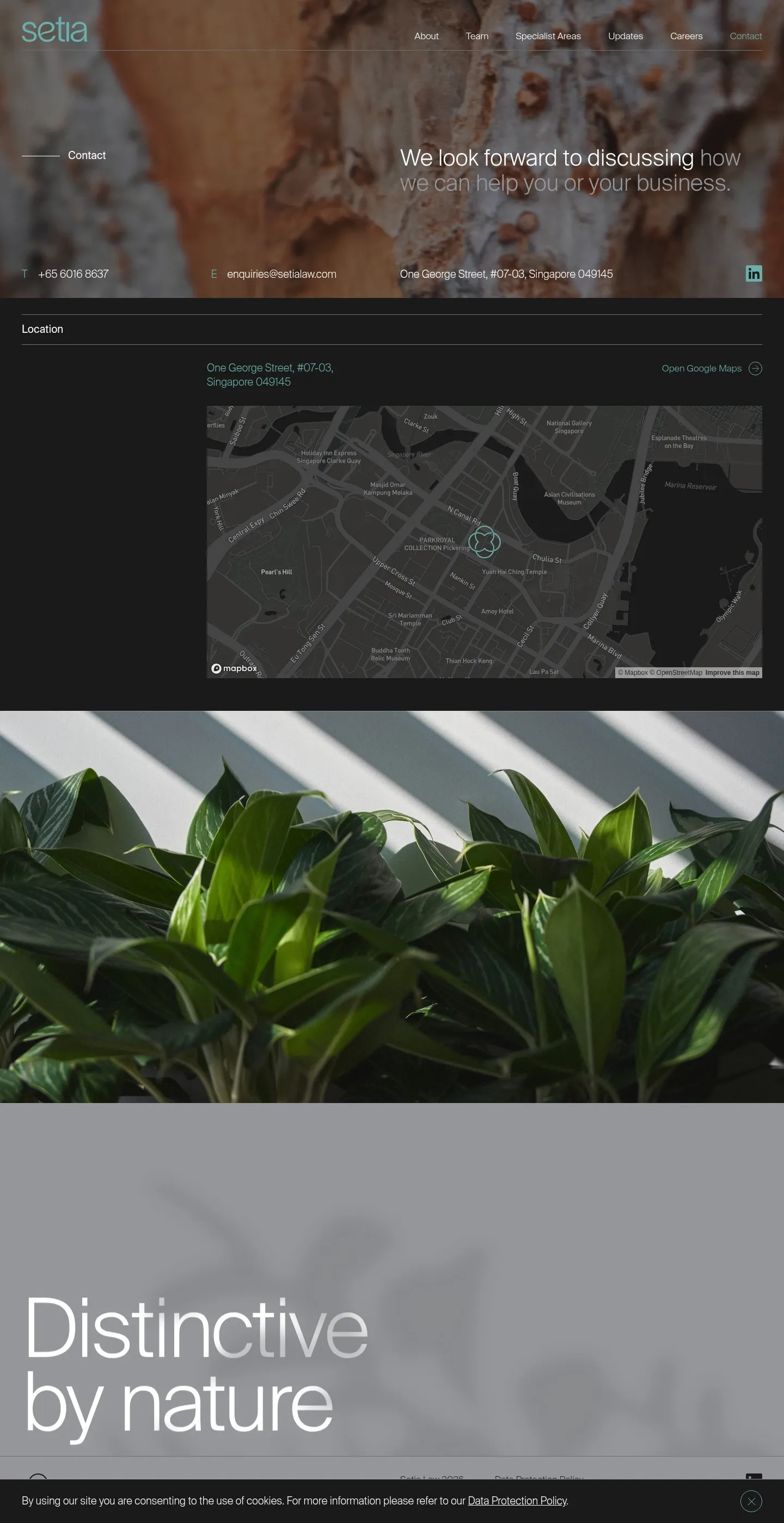 Screenshot of Setia Law at desktop width
