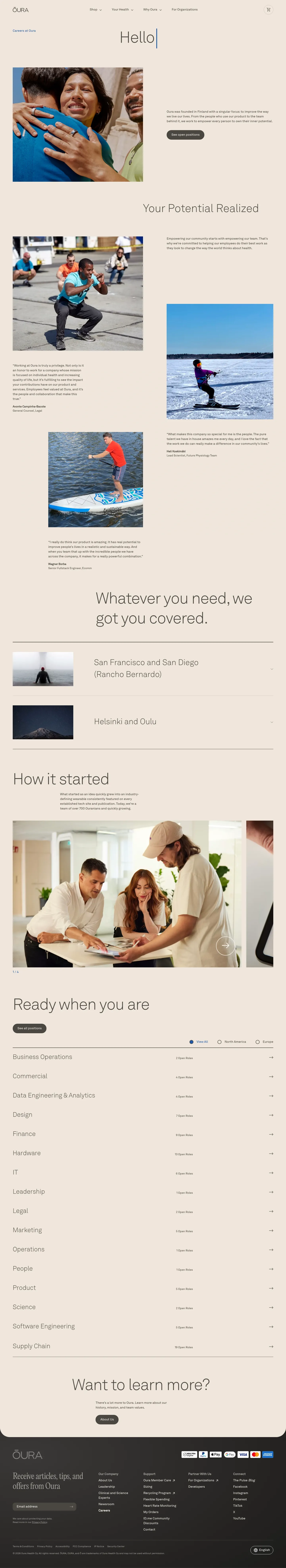 Screenshot of Oura at desktop width