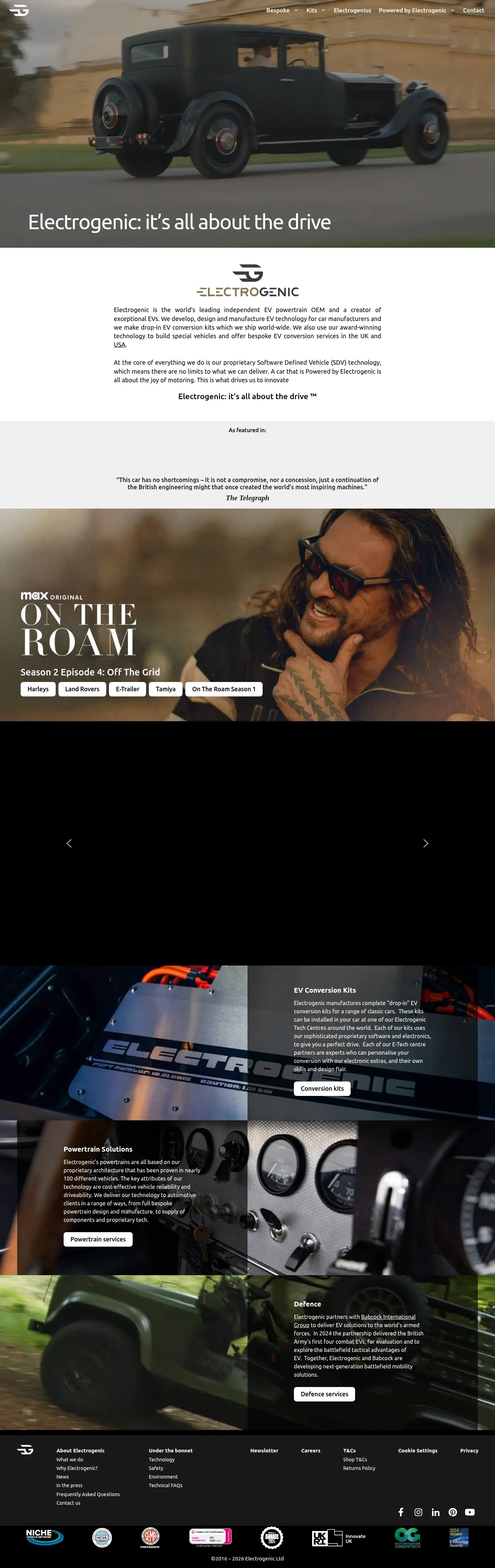 Screenshot of Electrogenic at desktop width
