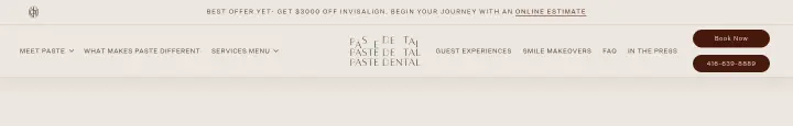 Navigation on Paste Dental