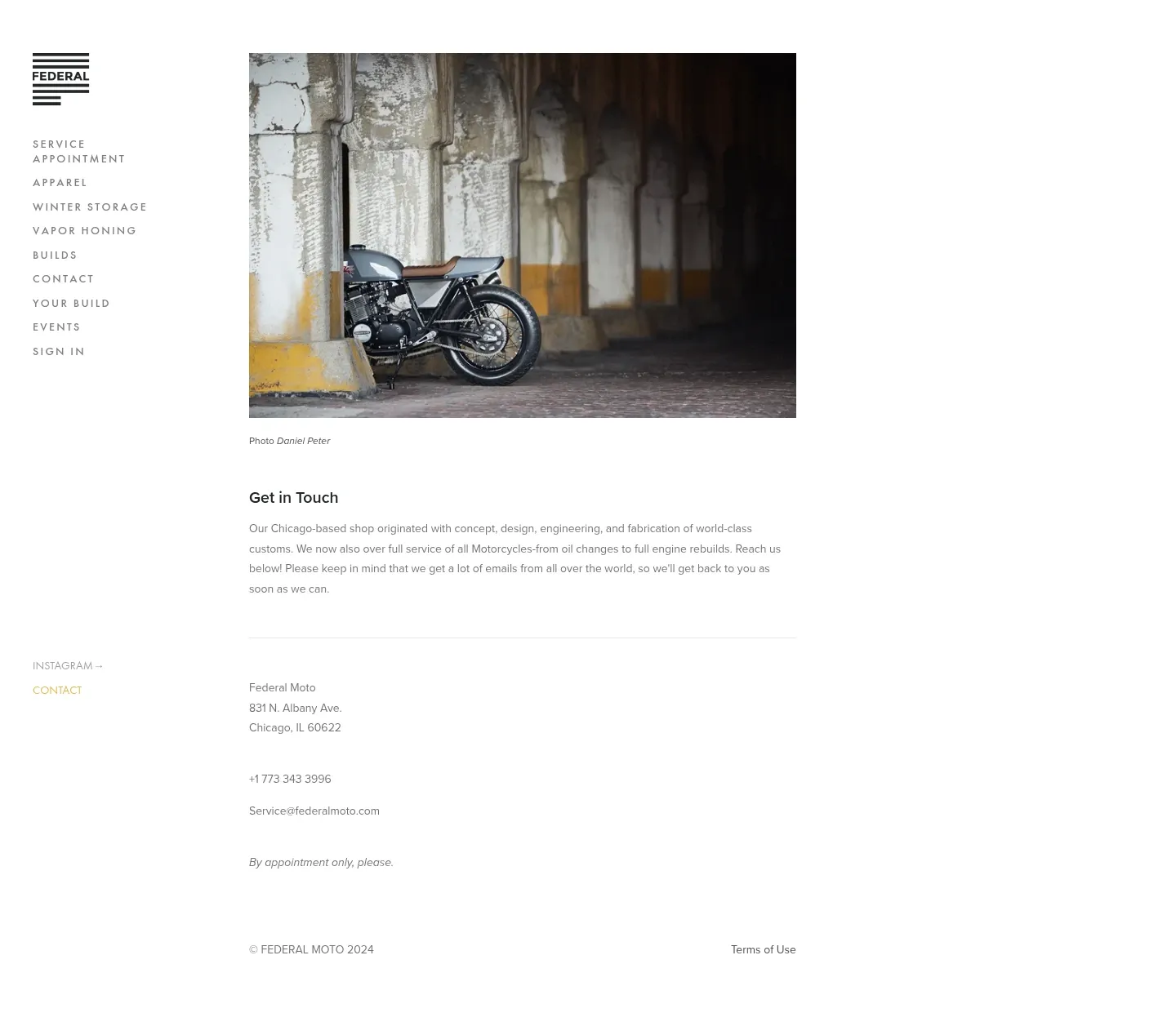 Screenshot of Federal Moto at desktop width