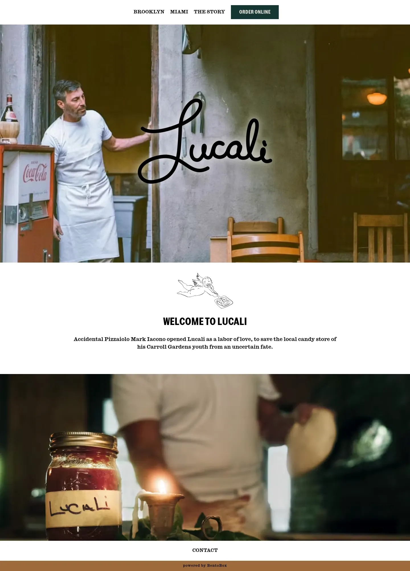 Screenshot of Lucali at desktop width