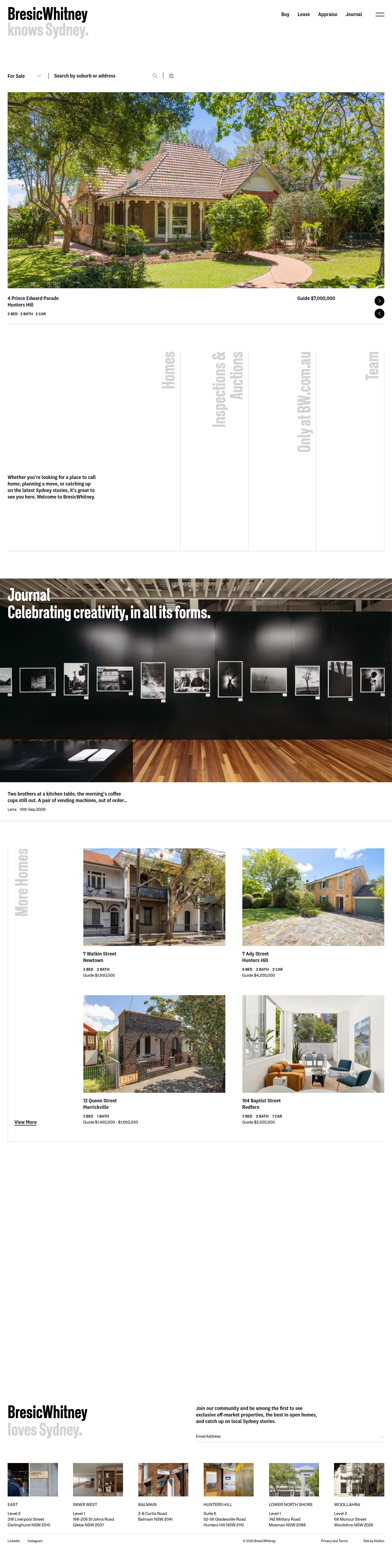 Screenshot of BresicWhitney at desktop width