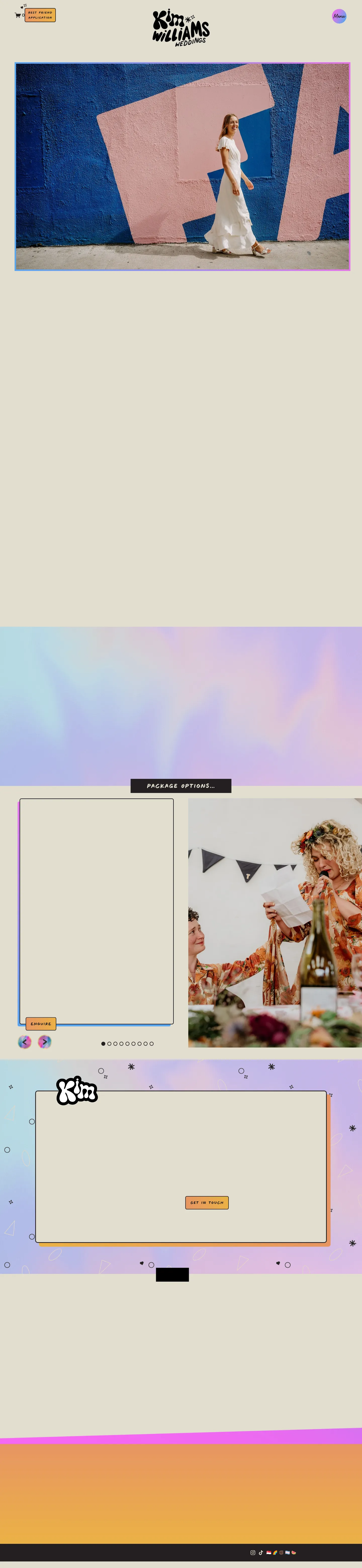 Screenshot of Kim Williams Weddings at desktop width
