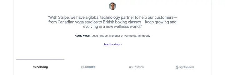 Testimonials on Stripe