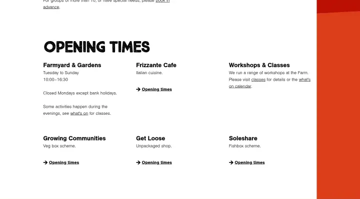 Opening Times on Hackney City Farm