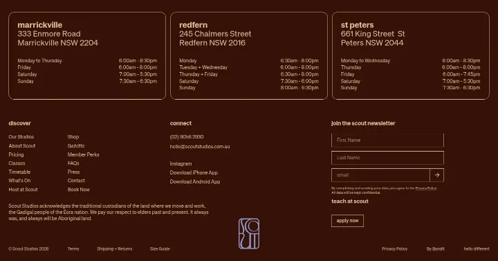 Footer on Scout Studios