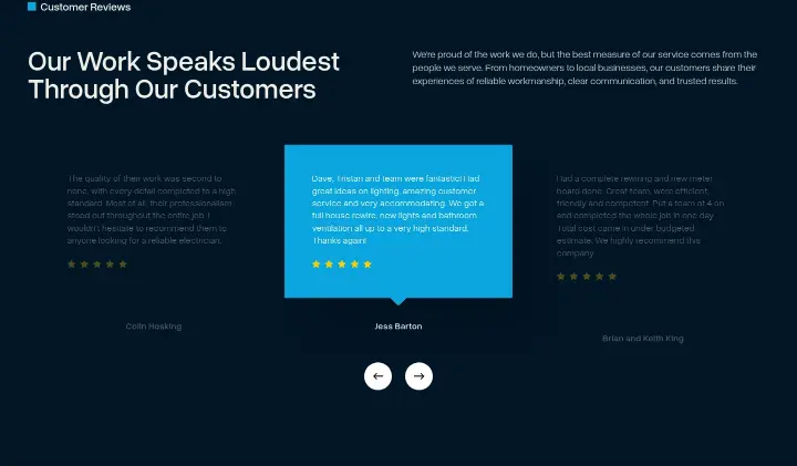 Our Work Speaks Loudest Through Our Customers on Tasman Sparkies