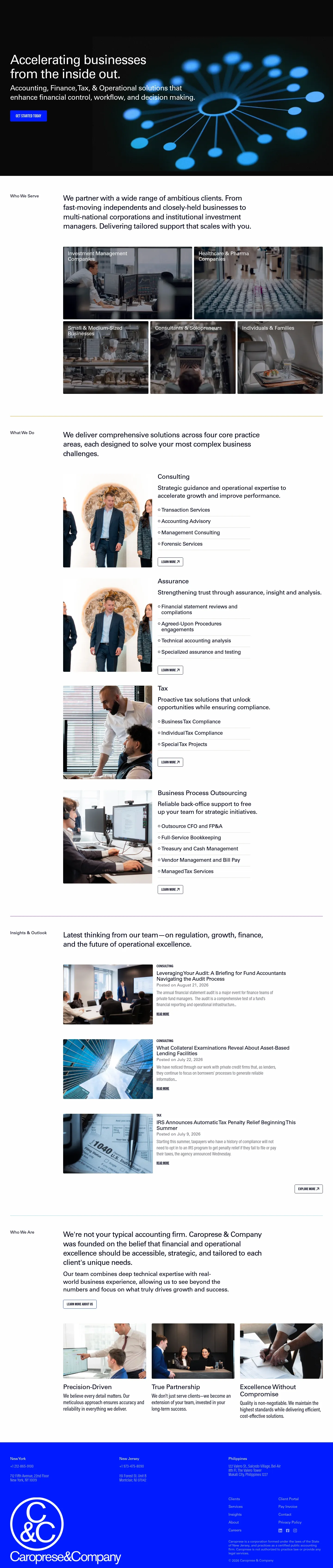 Screenshot of Caroprese & Company at desktop width