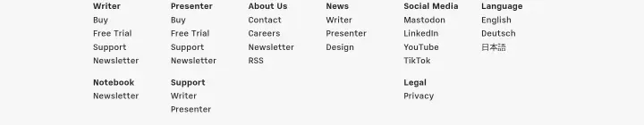 Footer on iA