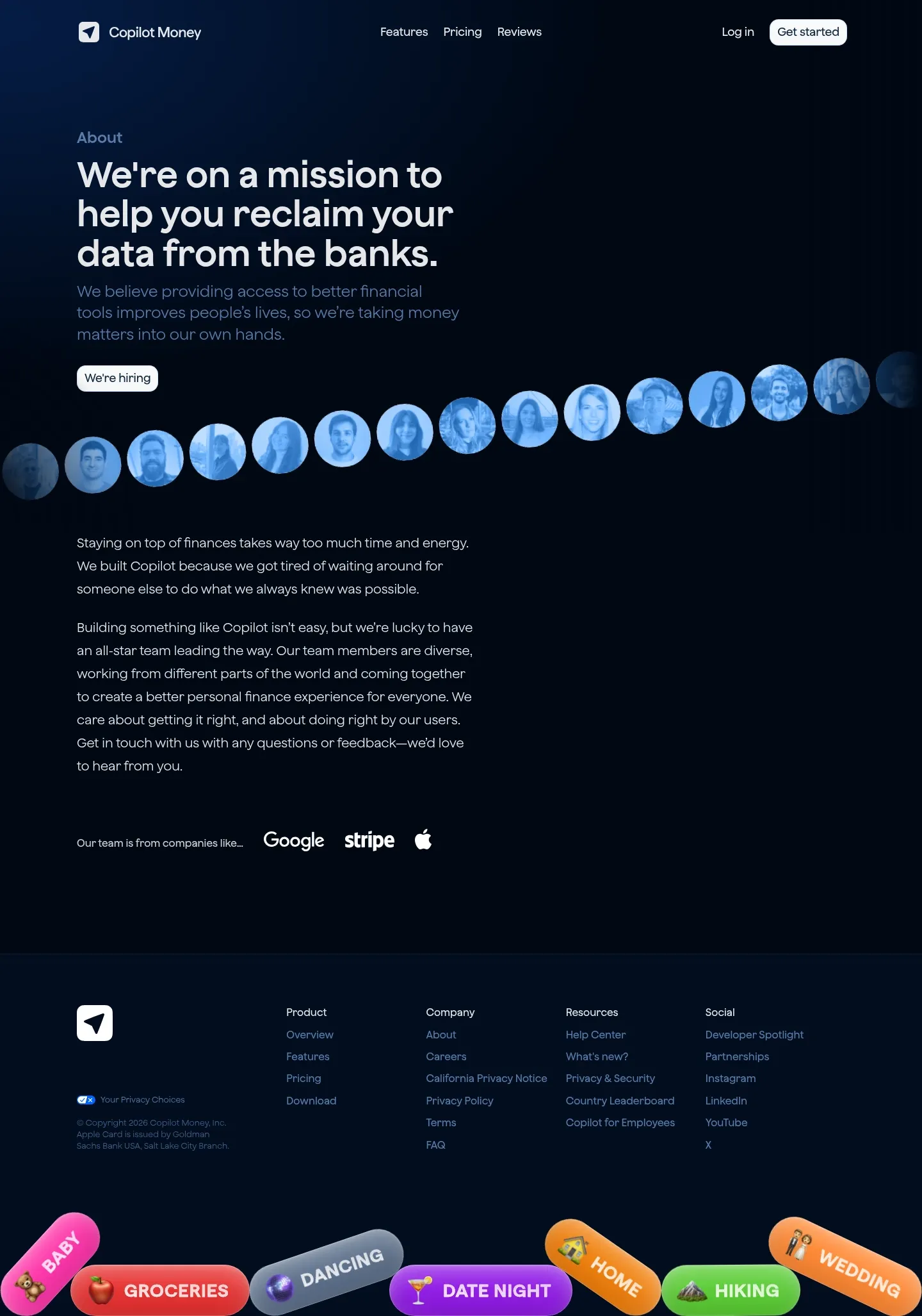 Screenshot of Copilot Money at desktop width