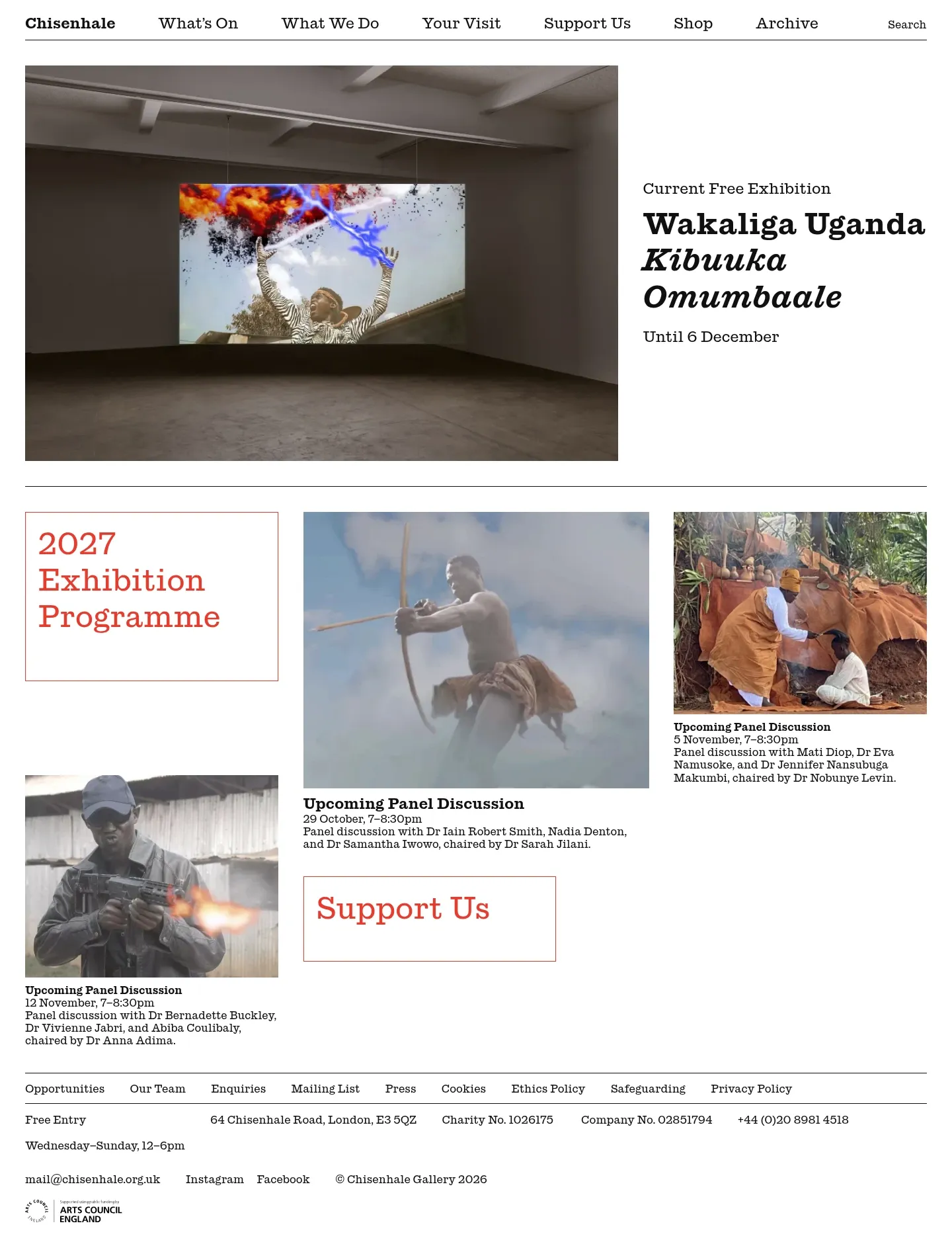 Screenshot of Chisenhale Gallery at desktop width