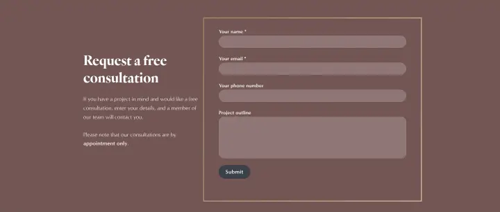 Request a free consultation on Woodale Designs