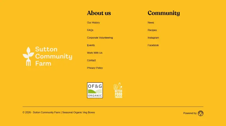 Footer on Sutton Community Farm