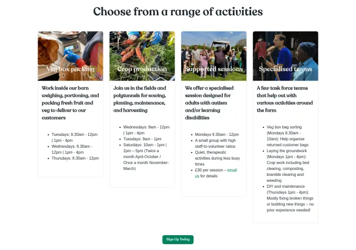 Choose from a range of activities on Sutton Community Farm