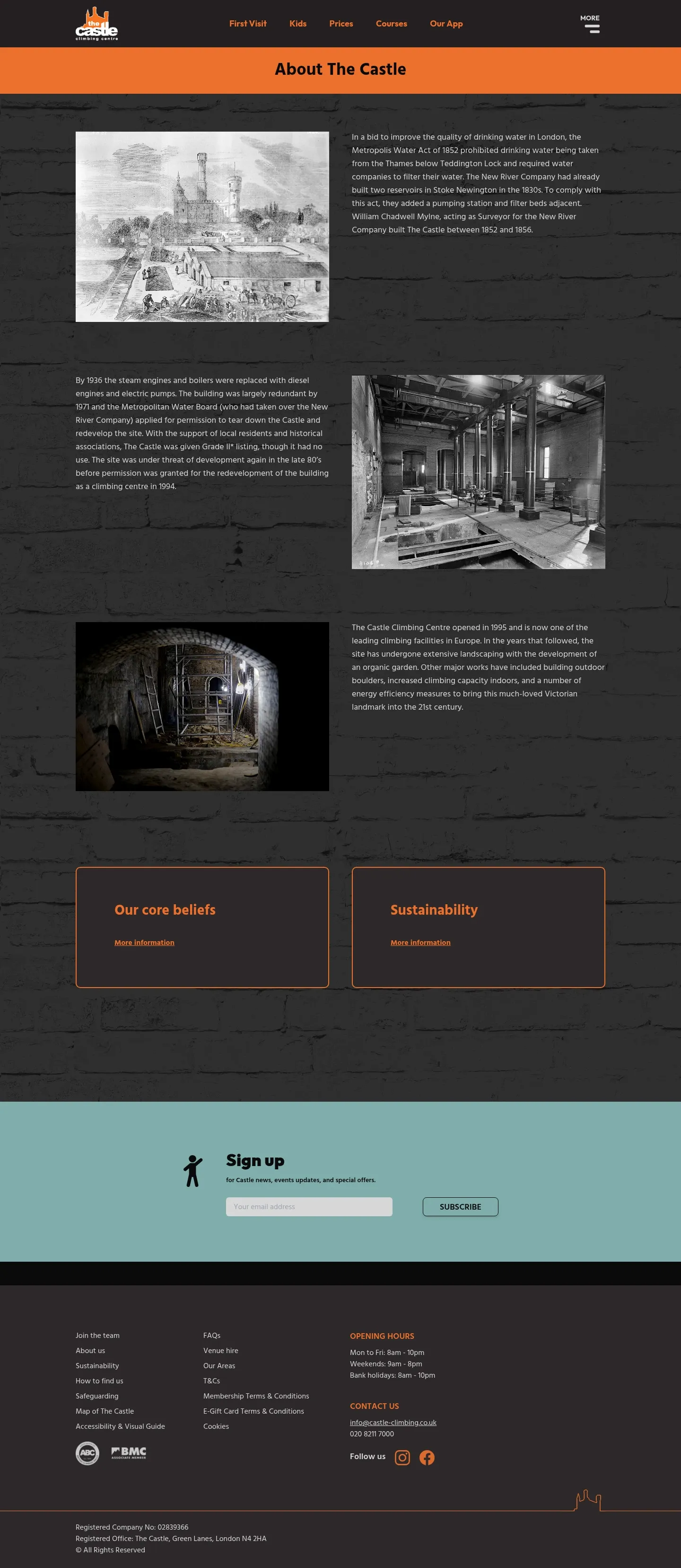 Screenshot of The Castle Climbing Centre at desktop width