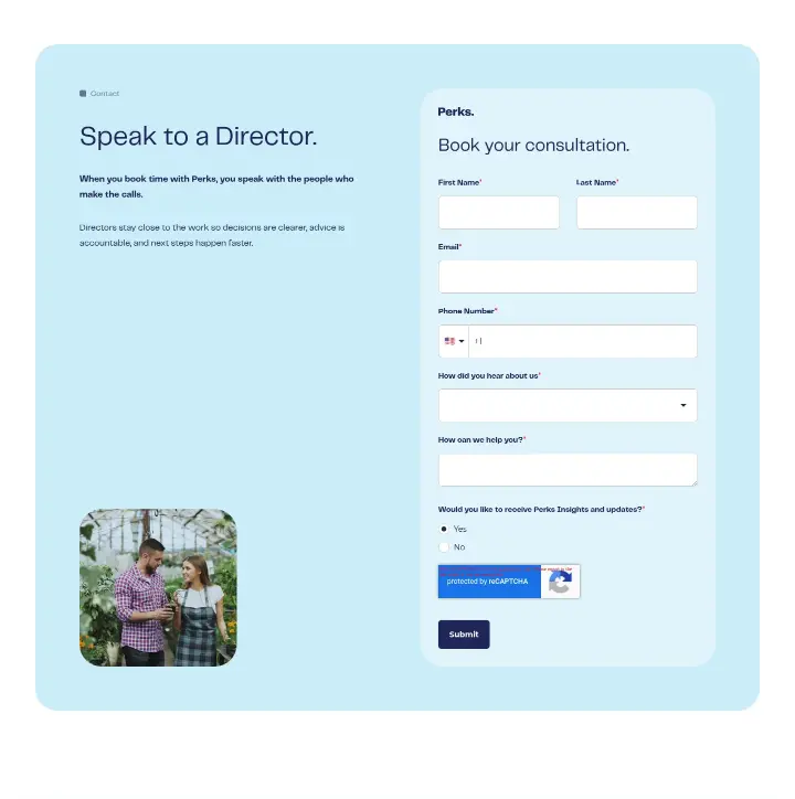 Speak to a Director on Perks