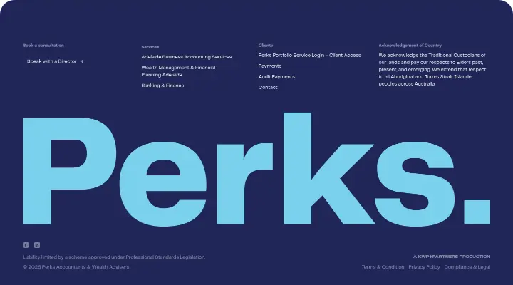 Footer on Perks
