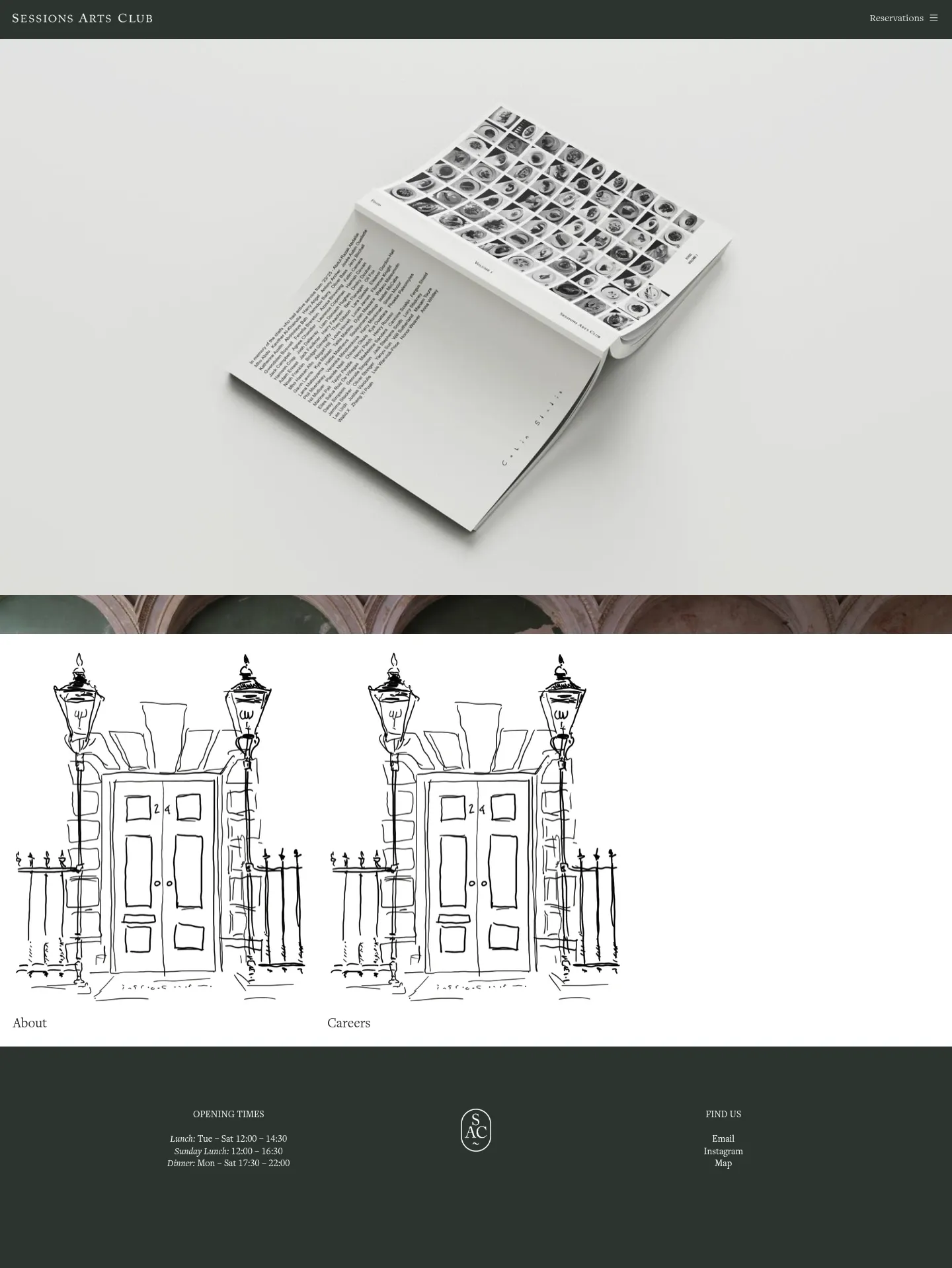 Screenshot of Sessions Arts Club at desktop width