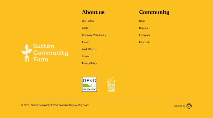 Footer on Sutton Community Farm