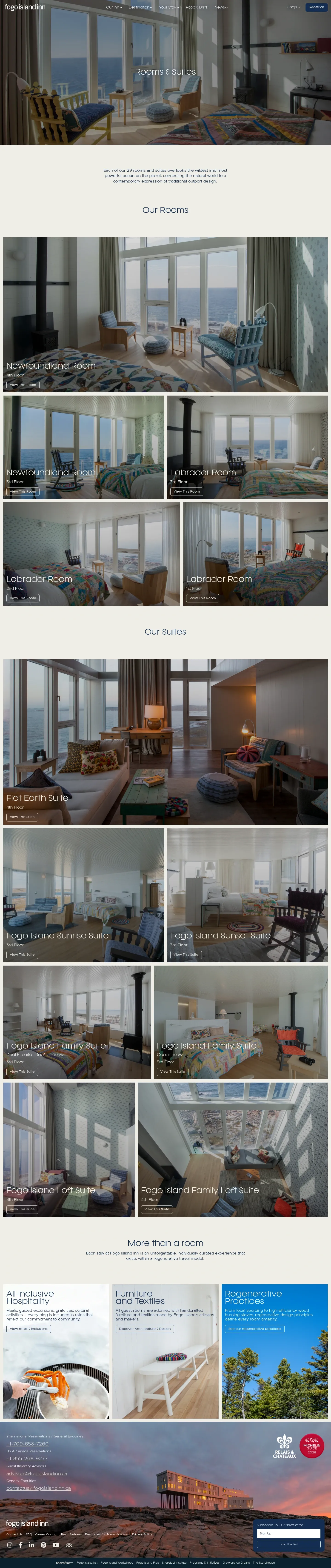 Screenshot of Fogo Island Inn at desktop width