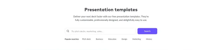 Presentation templates on Pitch