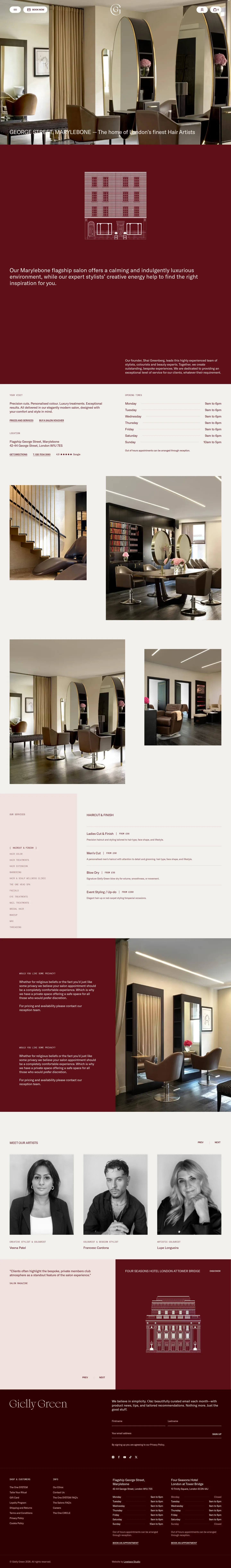Screenshot of Gielly Green at desktop width