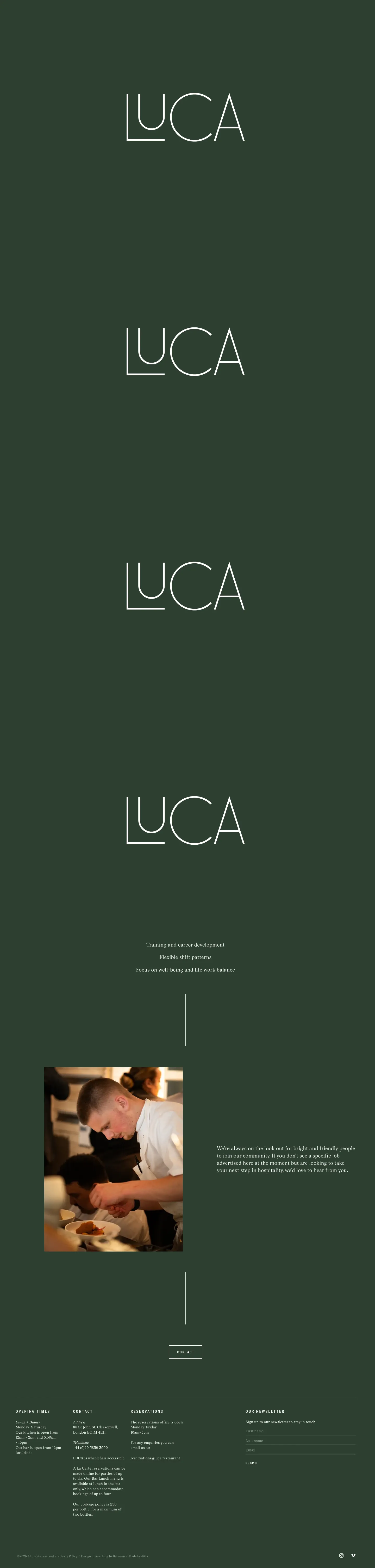 Screenshot of LUCA at desktop width