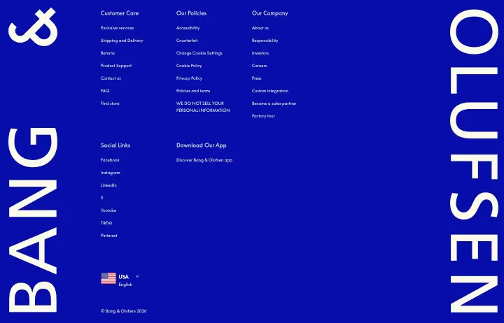 Footer on Bang & Olufsen