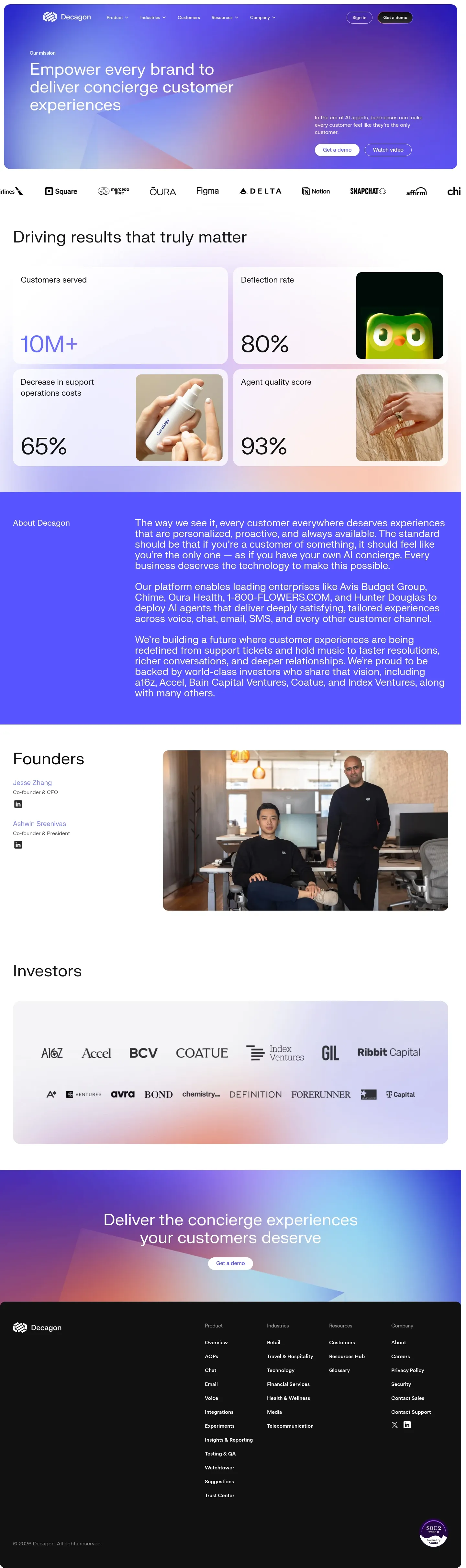 Screenshot of Decagon at desktop width