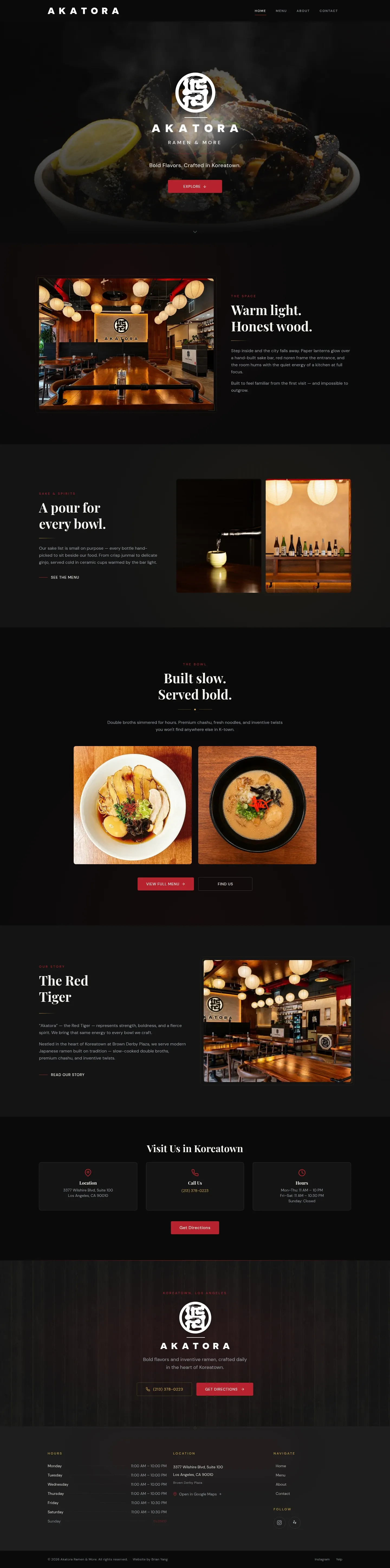 Screenshot of Akatora Ramen & More at desktop width